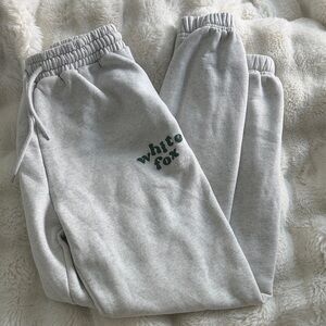 White Fox Boutique Light Gray Logo Joggers